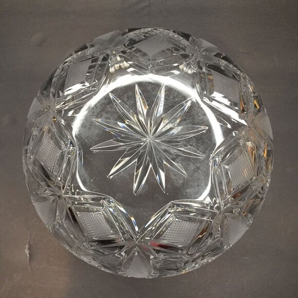 Vintage 1950s Crystal Sawtooth Rim Starburst Glass Serving Bowl Candy Fruit Host - Picture 5 of 10